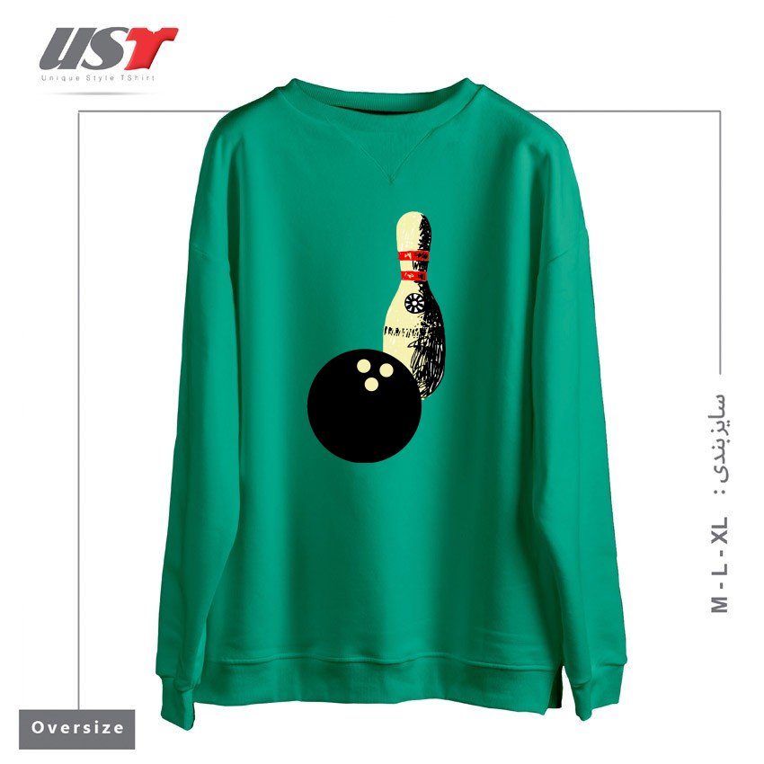 طرح BOWLING سوییشرت اورسایزرنگ سبز سدری