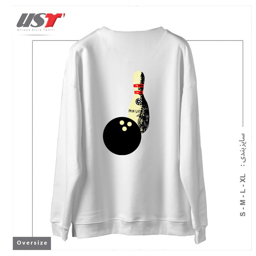طرح BOWLING سوییشرت اورسایزرنگ سفید