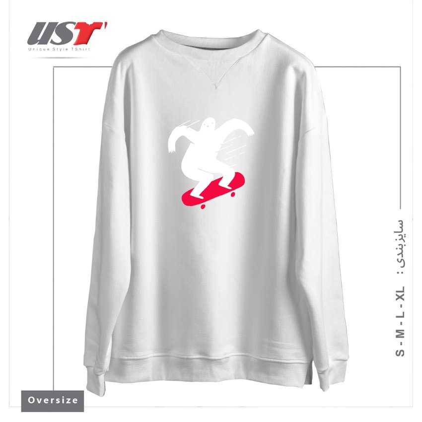 طرح GHOST RIDIN' سوییشرت اورسایزرنگ سفید