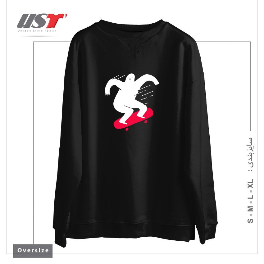 طرح GHOST RIDIN' سوییشرت اورسایزرنگ مشکی