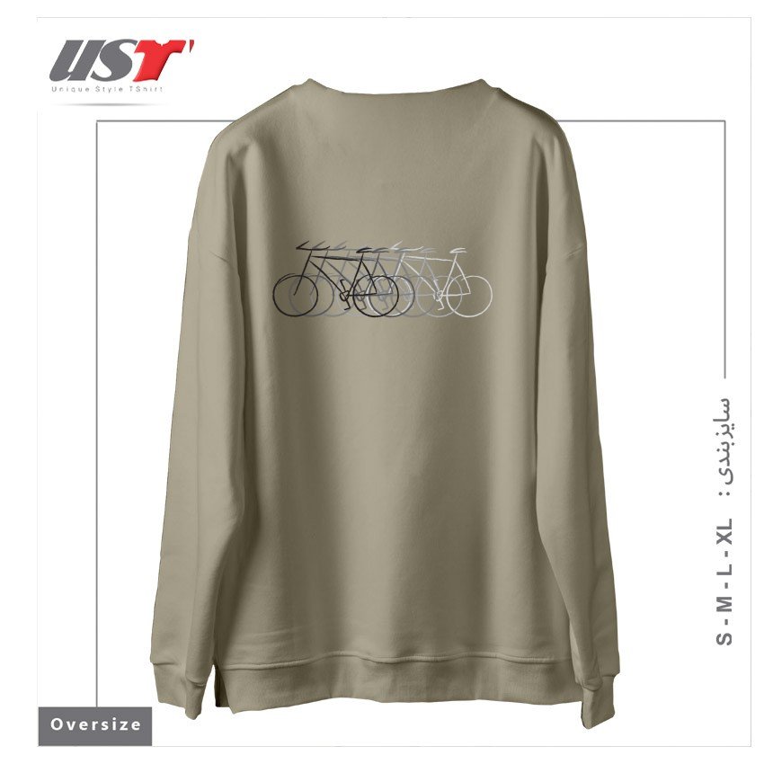 طرح JUST BIKE سوییشرت اورسایزرنگ نخودی
