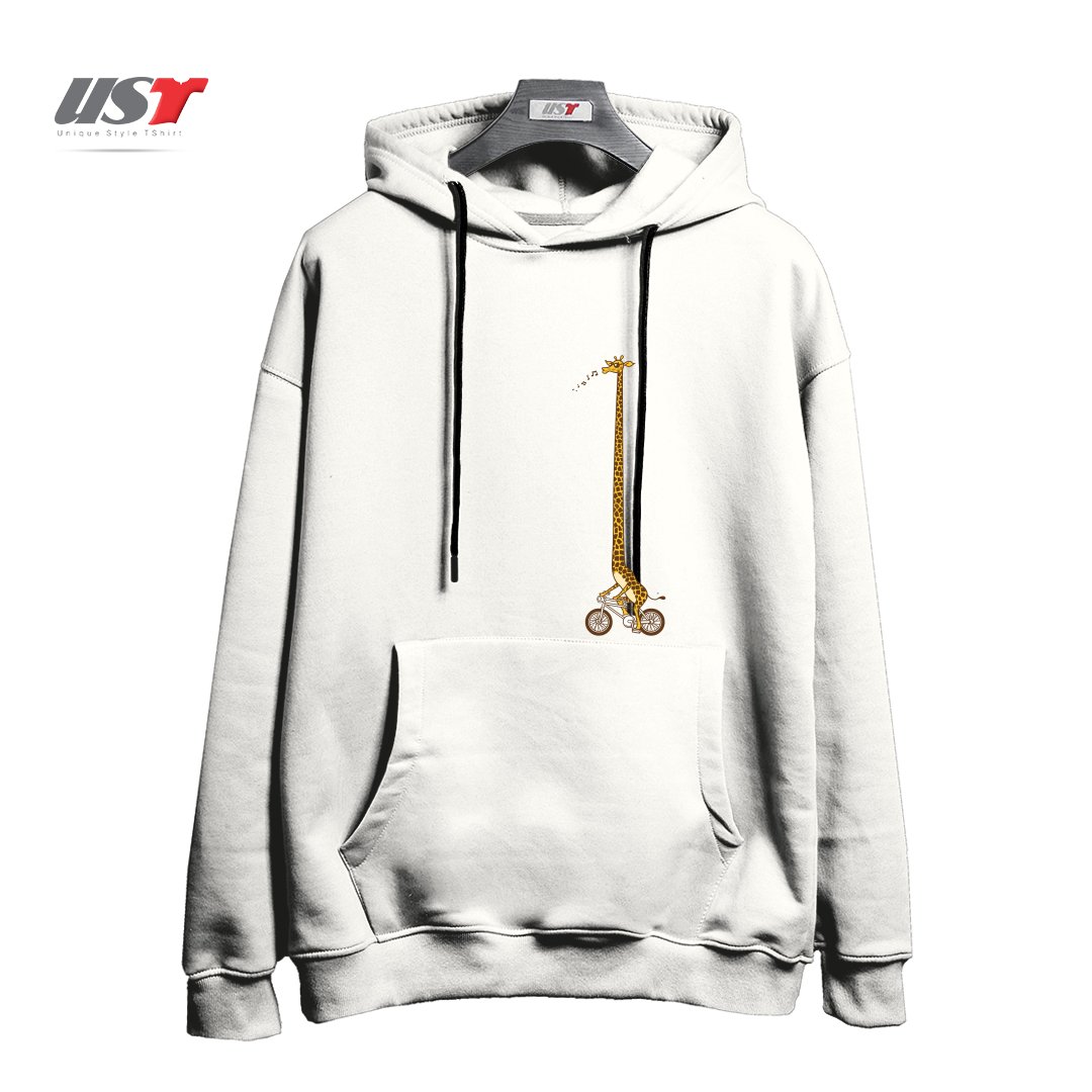 طرح LONG BIKE RIDE هودی اورسایزرنگ سفید