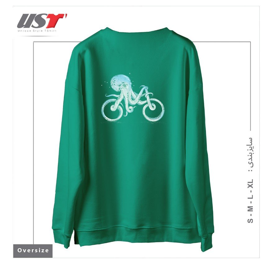 طرح OCTOPUS BIKE (BLACK VARIANT) سوییشرت اورسایزرنگ سبز سدری