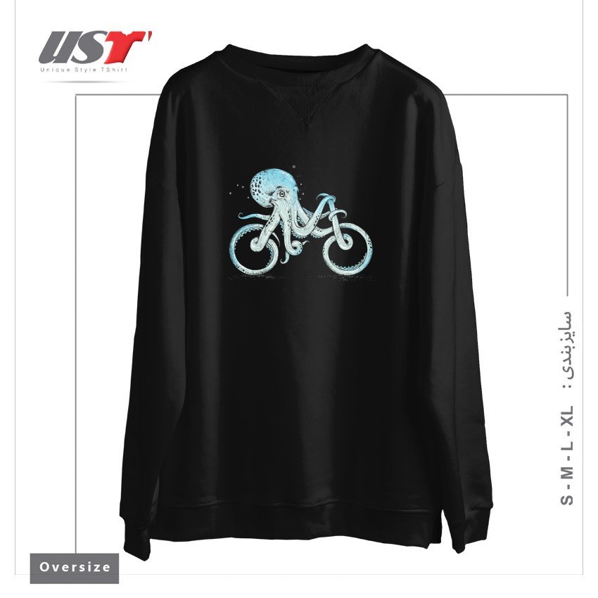 طرح OCTOPUS BIKE (BLACK VARIANT) سوییشرت اورسایزرنگ مشکی