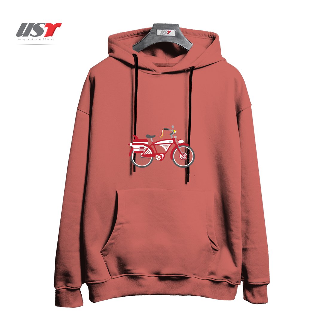 طرح PEEWEE BIKE هودی اورسایزرنگ آجری