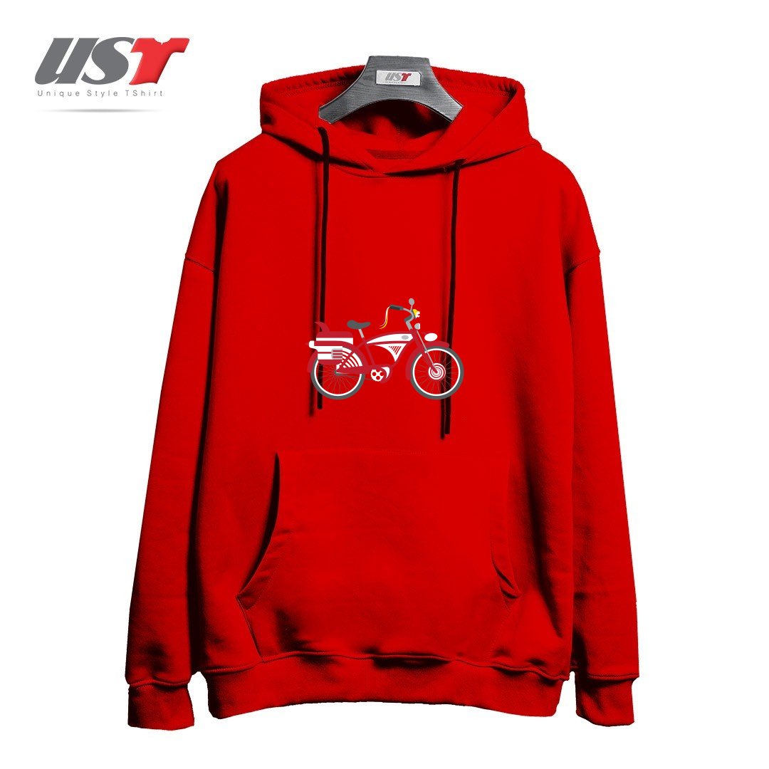 طرح PEEWEE BIKE هودی اورسایزرنگ قرمز