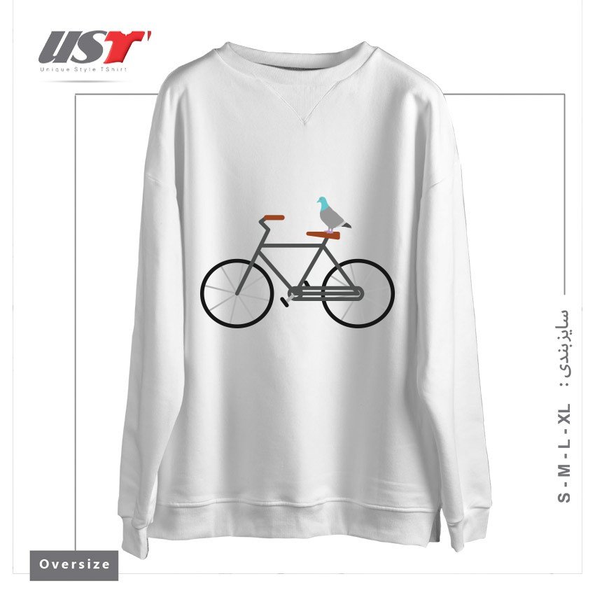 سوییشرت اورسایز طرح PIGEON RIDING BIKE