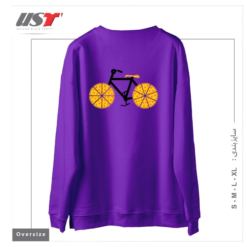 طرح PIZZA BIKE سوییشرت اورسایزرنگ بنفش