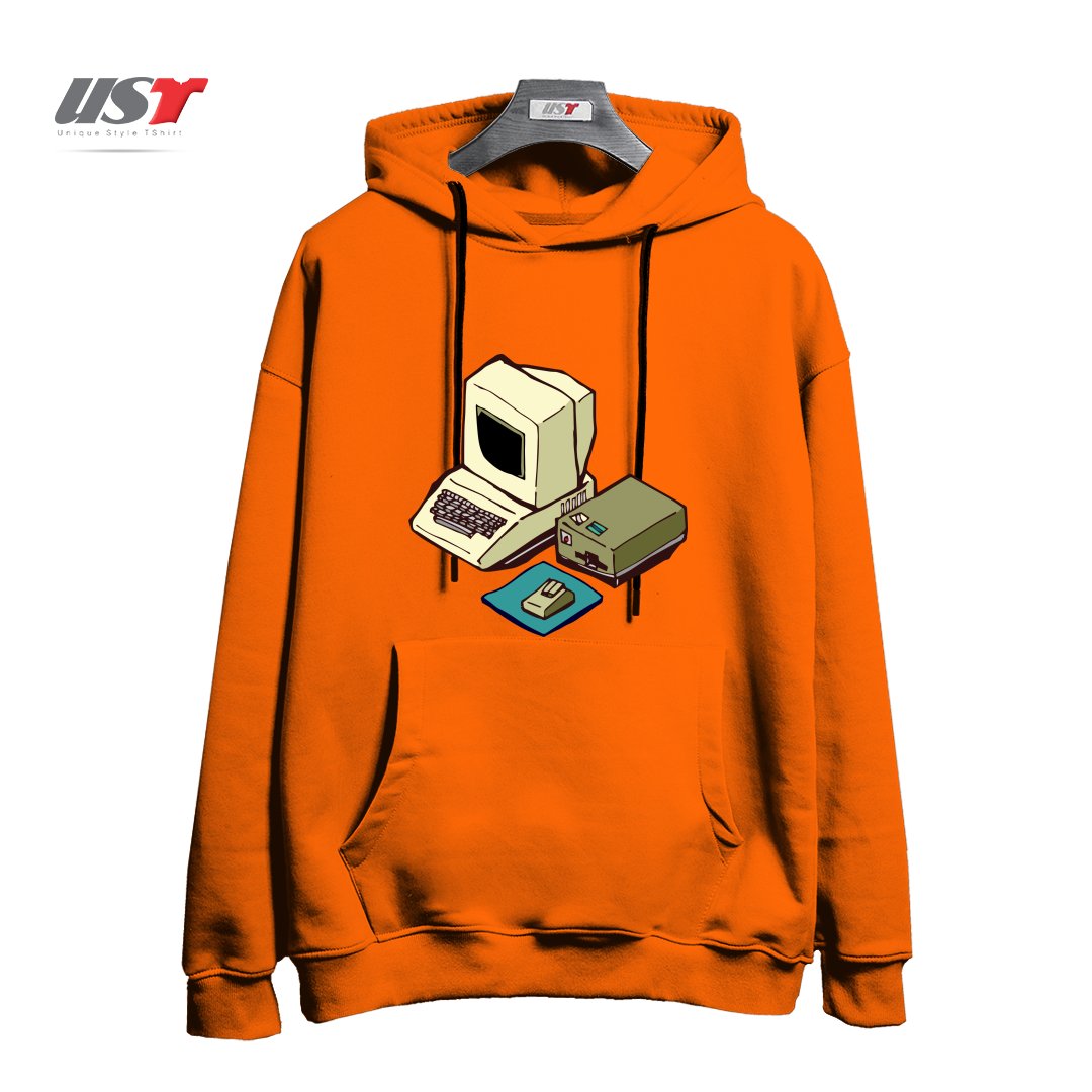 هودی اورسایز طرح 1980'S COMPUTER