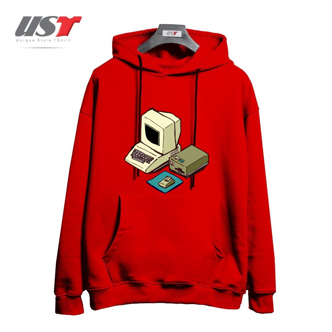 هودی اورسایز طرح 1980'S COMPUTER