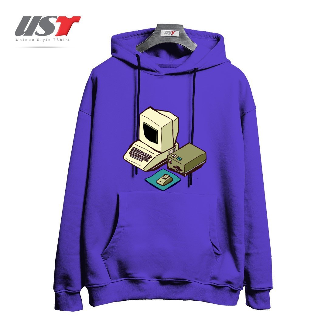 طرح 1980'S COMPUTER هودی اورسایزرنگ بنفش