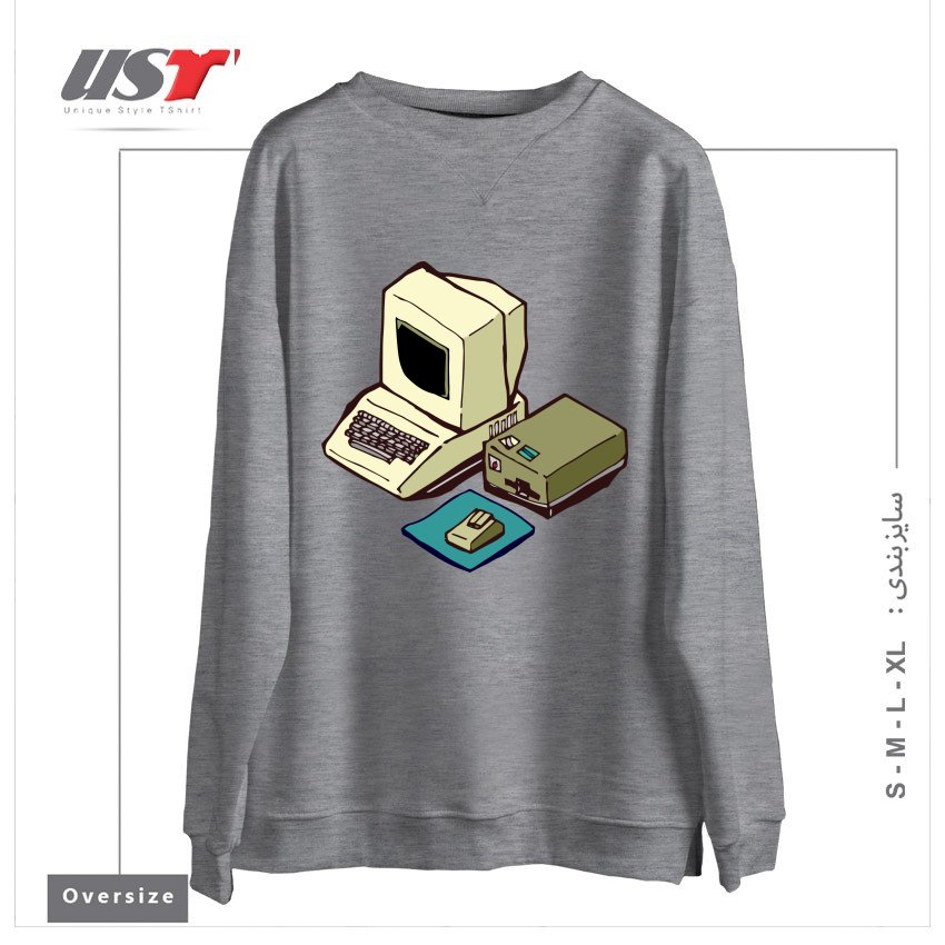 سوییشرت اورسایز طرح 1980'S COMPUTER