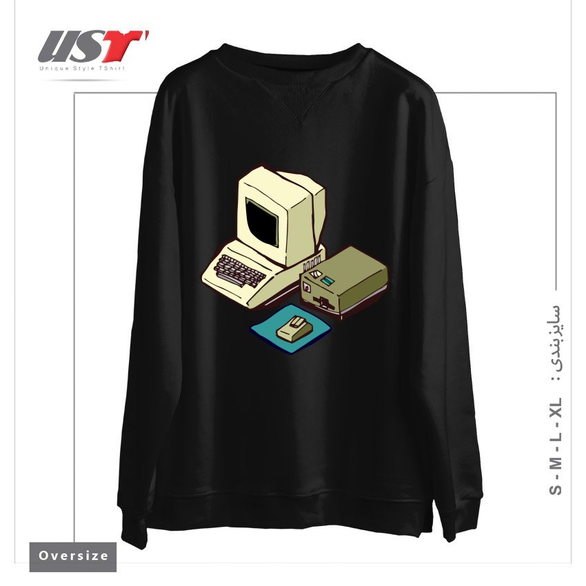 سوییشرت اورسایز طرح 1980'S COMPUTER