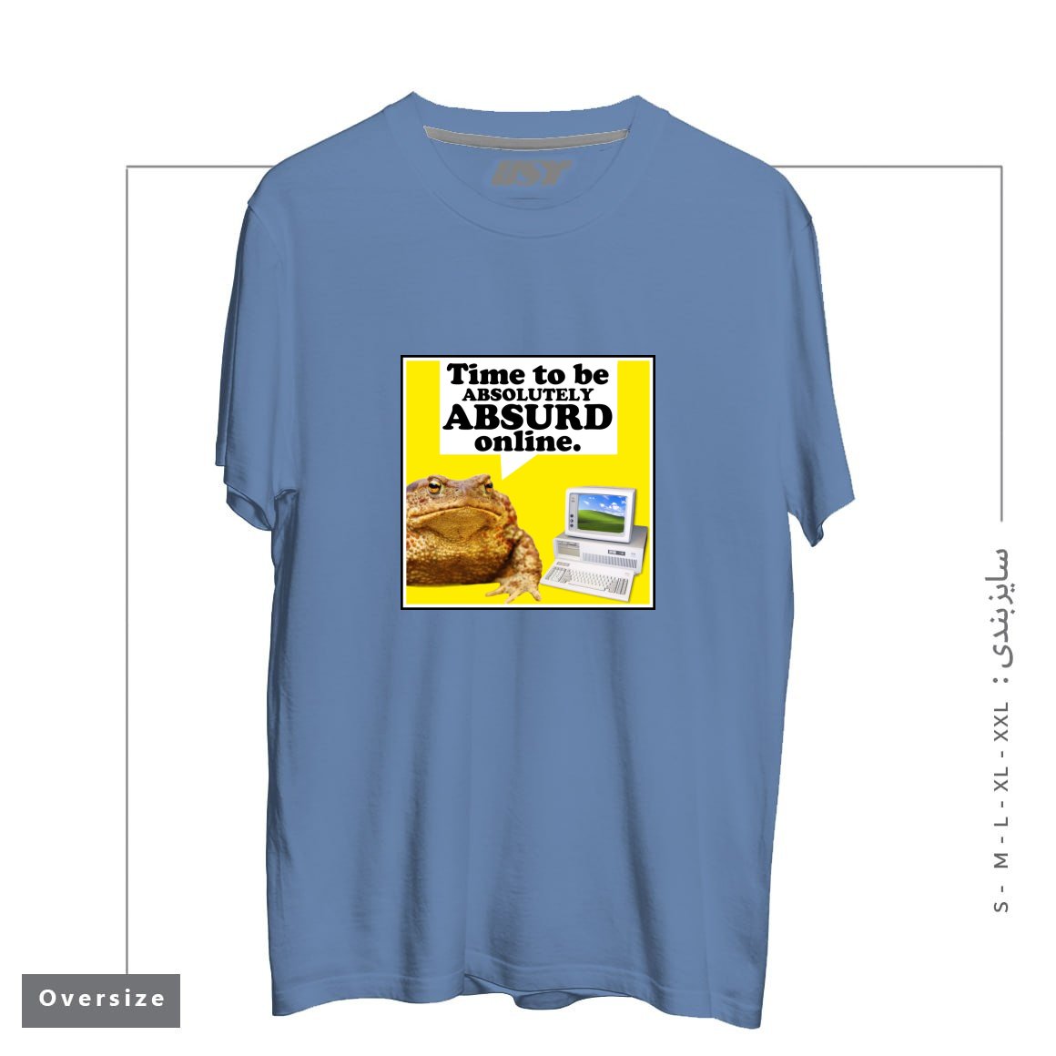 طرح ABSURD ONLINE تیشرت اورسایزرنگ آبی نفتی