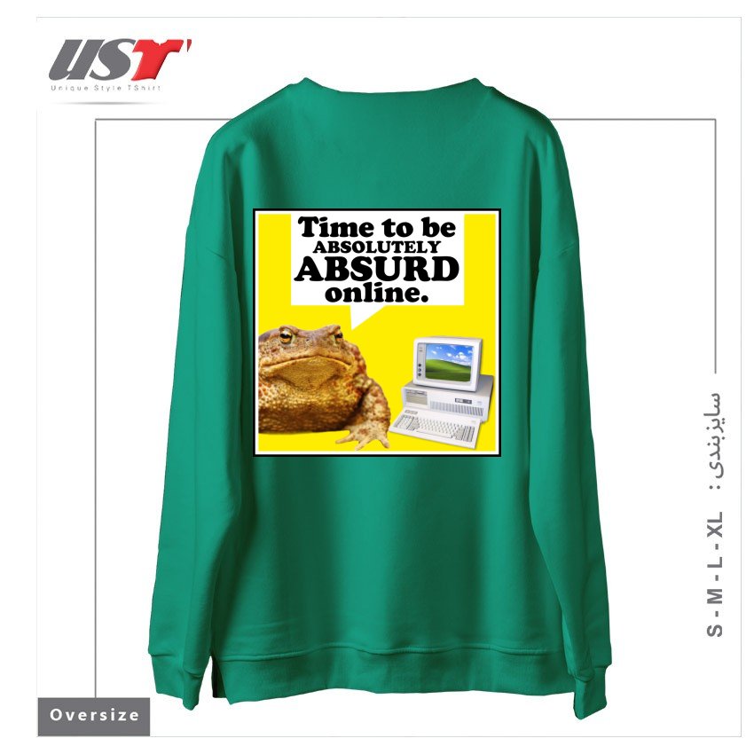 طرح ABSURD ONLINE سوییشرت اورسایزرنگ سبز سدری