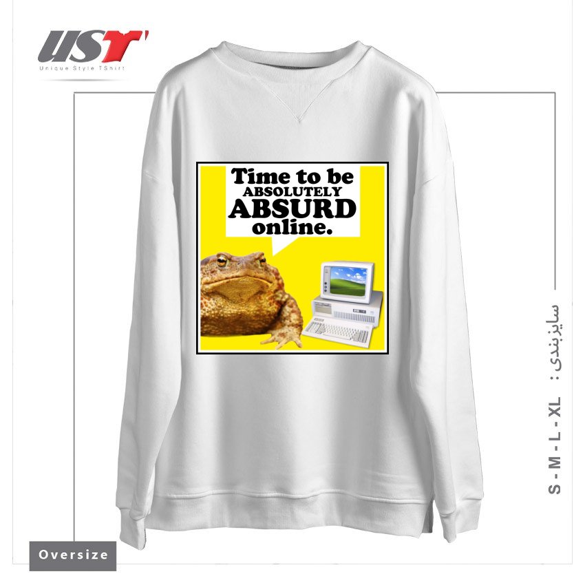 طرح ABSURD ONLINE سوییشرت اورسایزرنگ سفید
