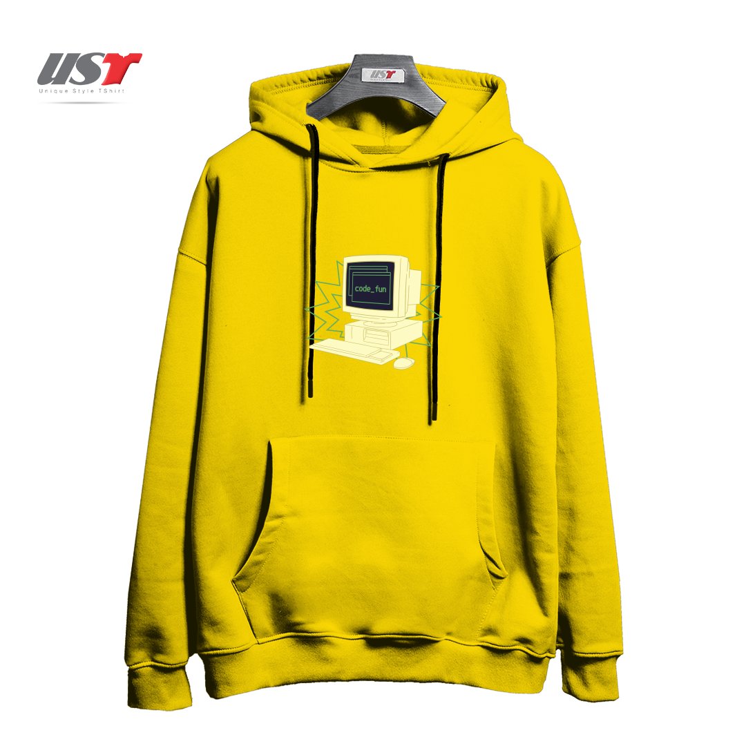 طرح COMPUTER CODING241415 هودی اورسایزرنگ زرد
