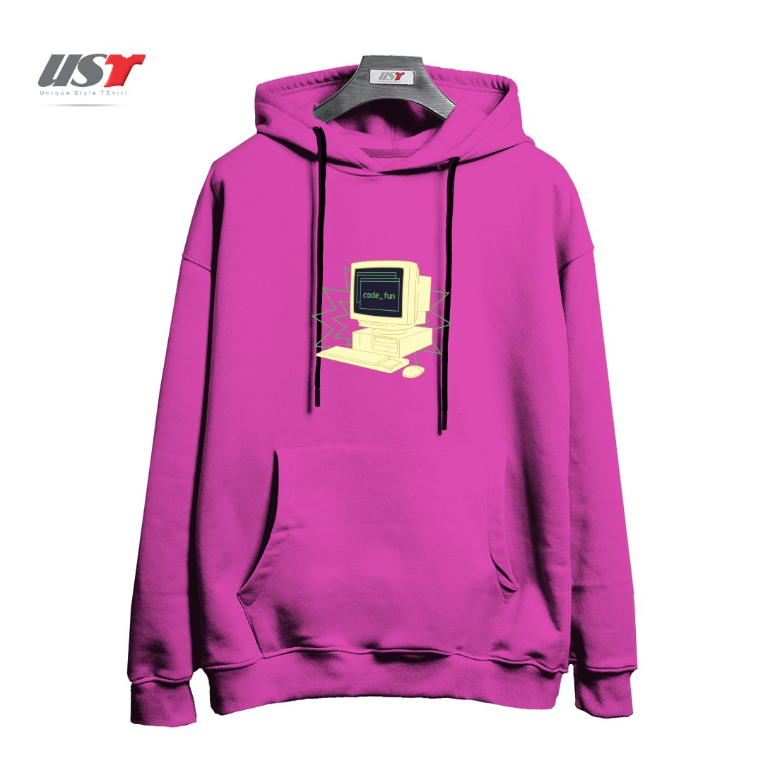 طرح COMPUTER CODING241415 هودی اورسایزرنگ صورتی