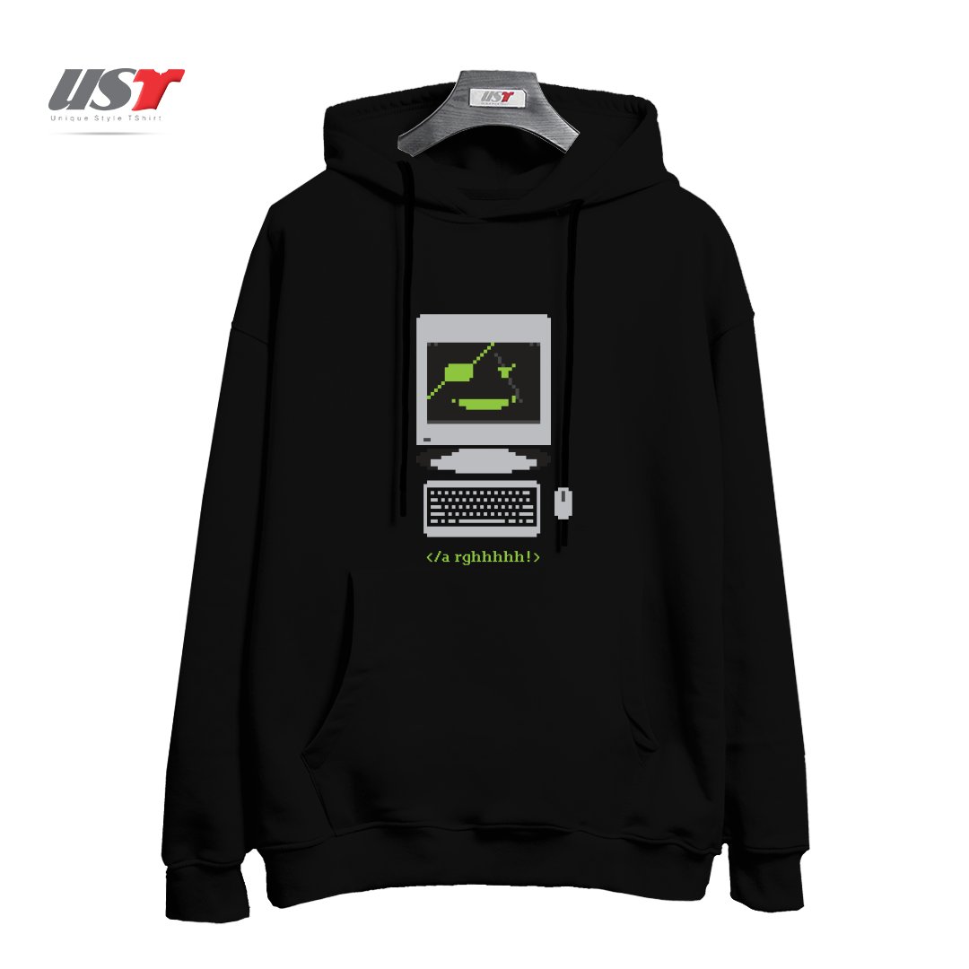 طرح COMPUTER PIRATE5445 هودی اورسایزرنگ مشکی