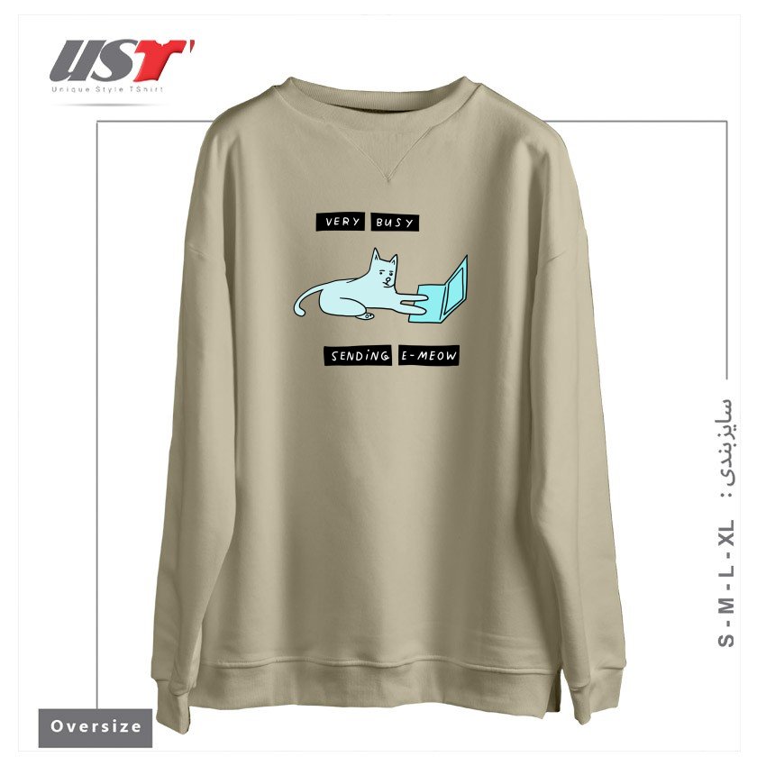 سوییشرت اورسایز طرح E-MEOW