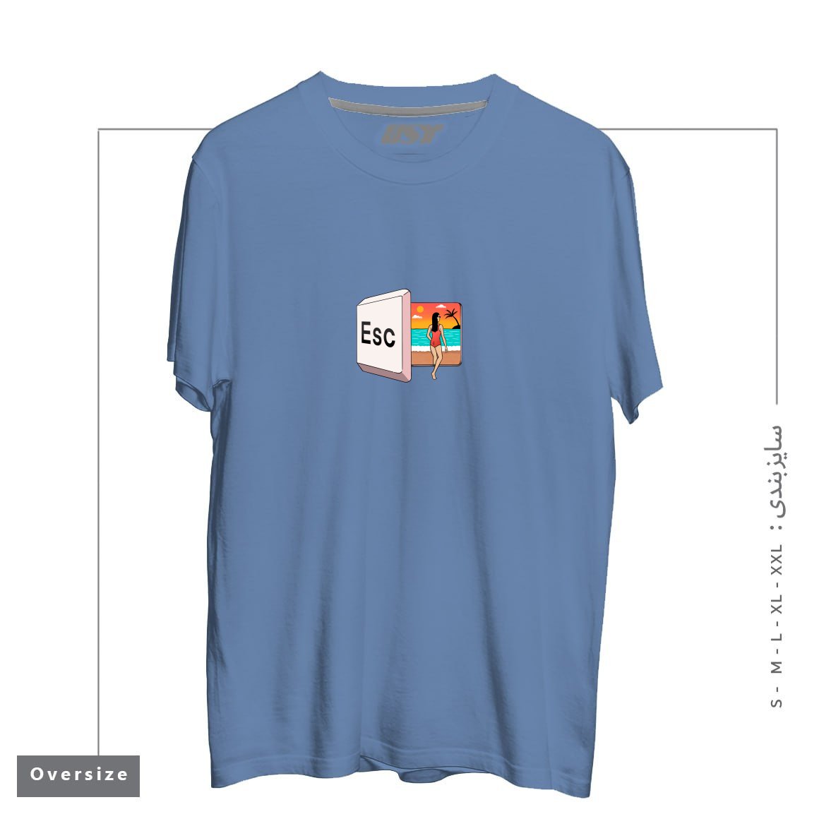 تیشرت اورسایز طرح ESCAPE TO THE BEACH