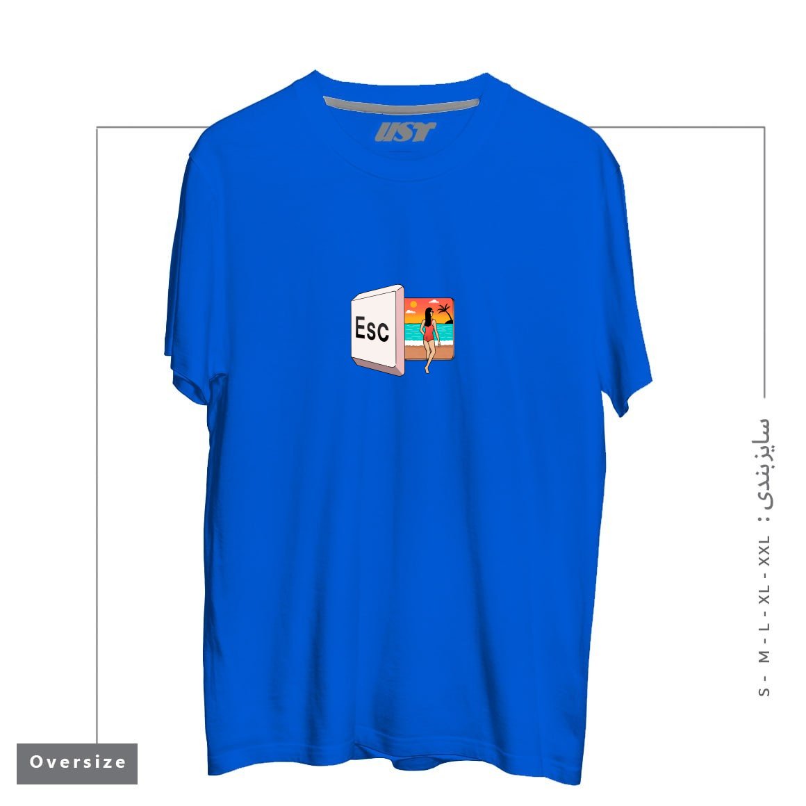 تیشرت اورسایز طرح ESCAPE TO THE BEACH