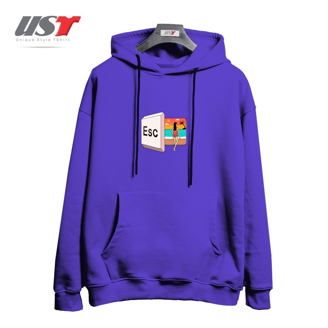 طرح ESCAPE TO THE BEACH هودی اورسایزرنگ بنفش