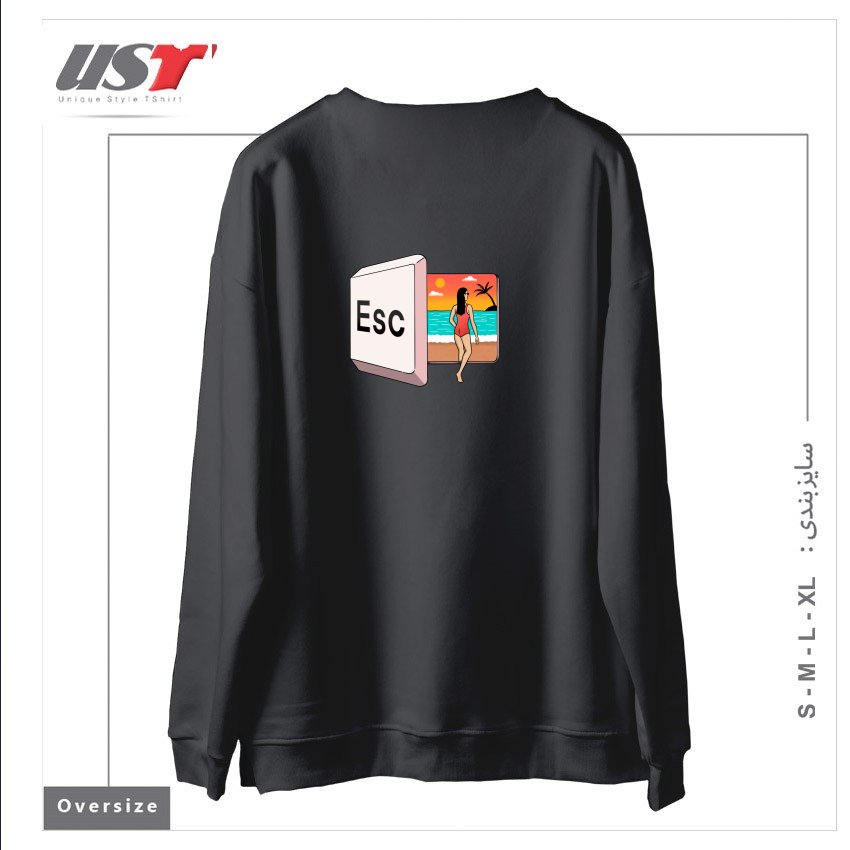 طرح ESCAPE TO THE BEACH سوییشرت اورسایزرنگ دودی
