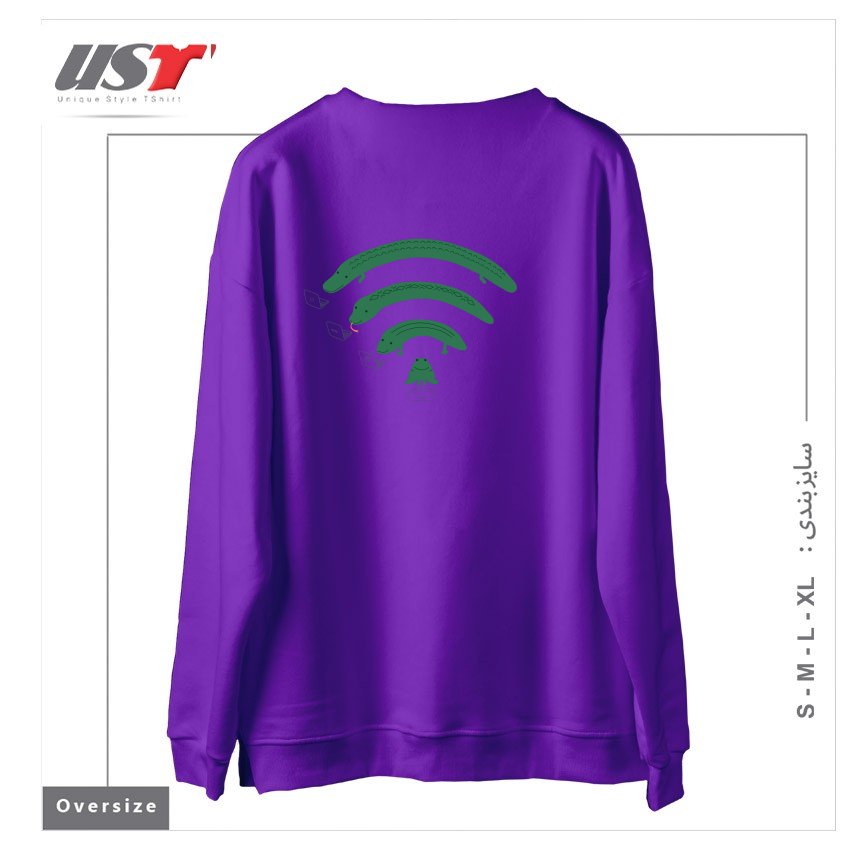 طرح EVERYBODY LOVES THE INTERNET سوییشرت اورسایزرنگ بنفش