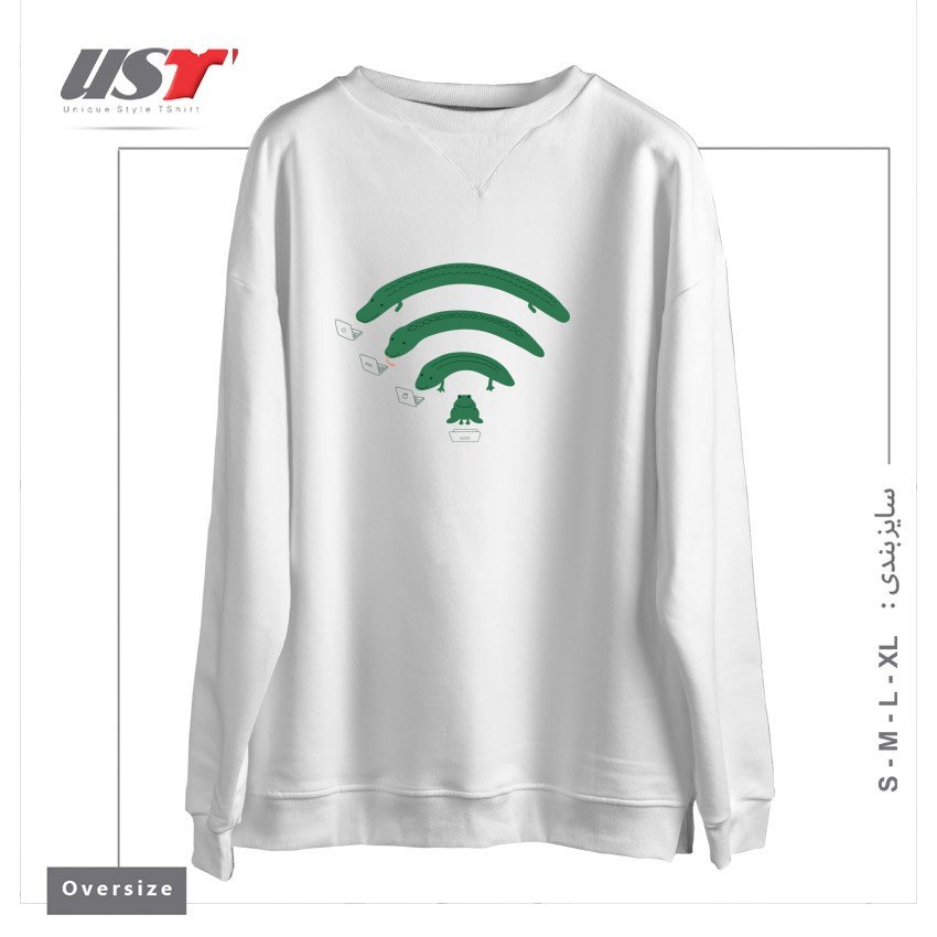 طرح EVERYBODY LOVES THE INTERNET سوییشرت اورسایزرنگ سفید
