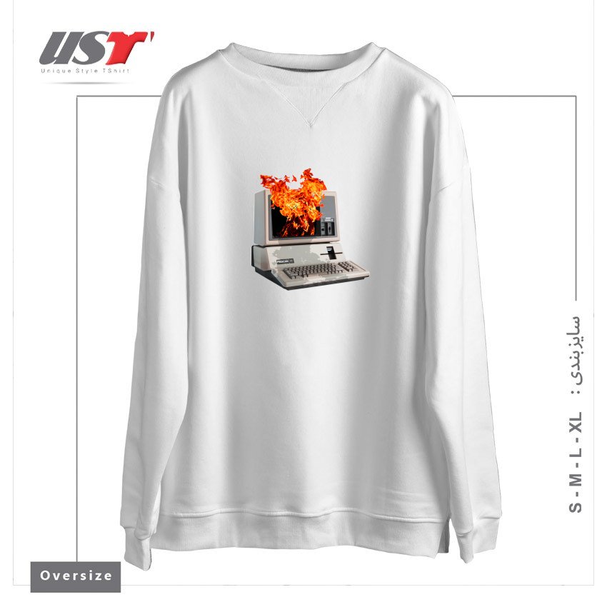 طرح ESCAPY سوییشرت اورسایزرنگ سفید