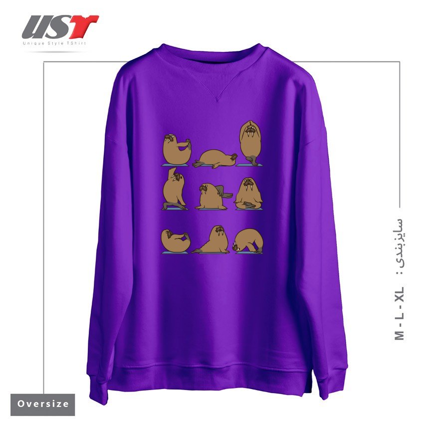 سوییشرت اورسایز طرح WALRUS YOGA