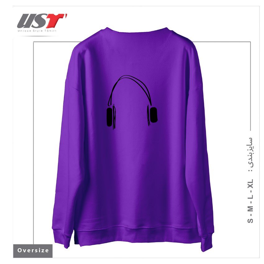 طرح HEADPHONE سوییشرت اورسایزرنگ بنفش