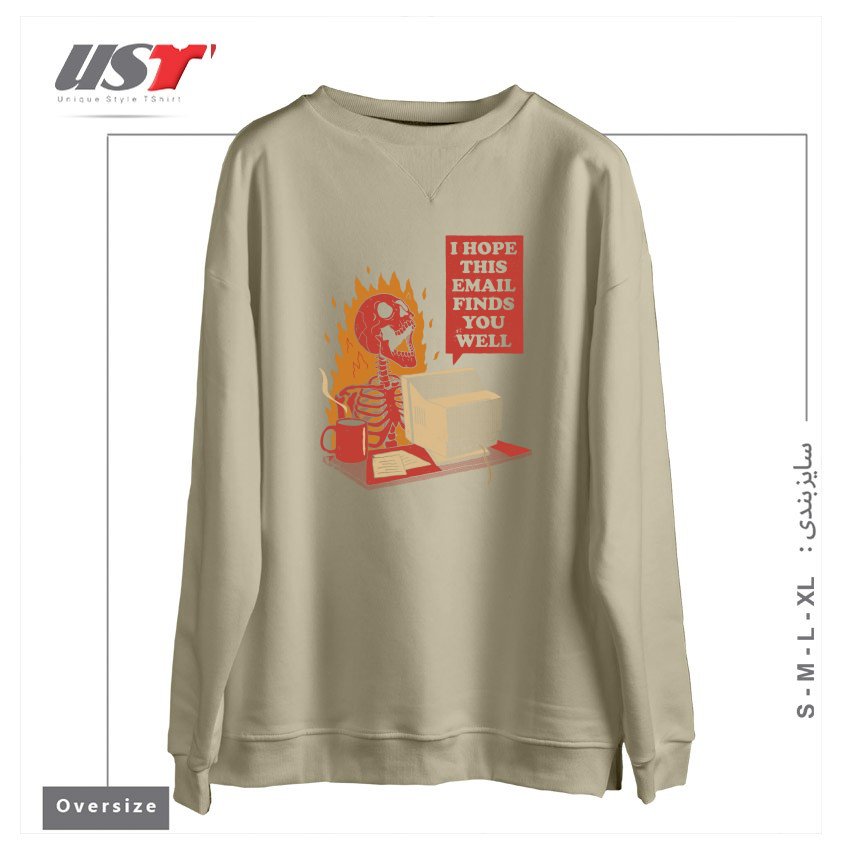 طرح YOU GOT MAIL سوییشرت اورسایزرنگ نخودی