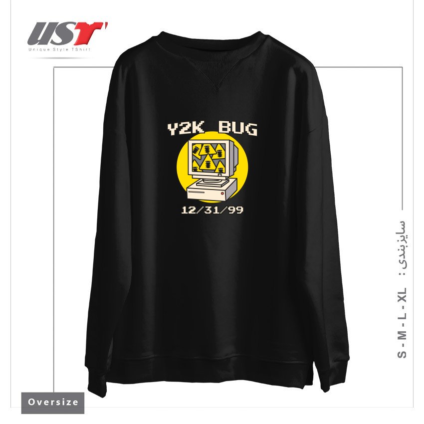 طرح Y2K BUG سوییشرت اورسایزرنگ مشکی
