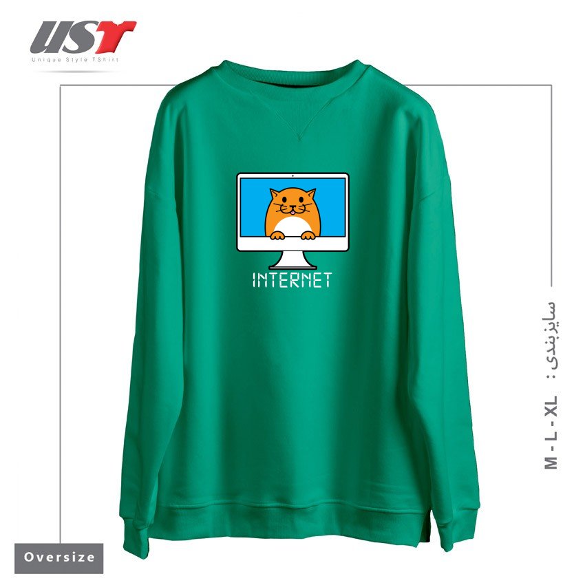 سوییشرت اورسایز طرح INTERNET - DARK