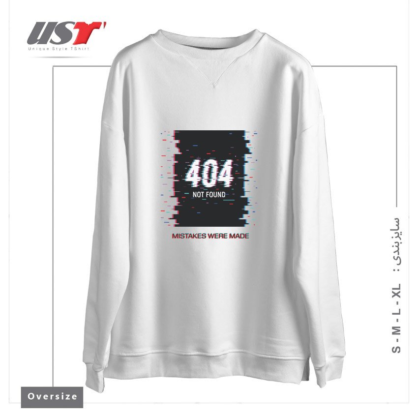 طرح MISTAKES WERE MADE - MINIMAL - PSYCHEDELIC - GLITCH سوییشرت اورسایزرنگ سفید