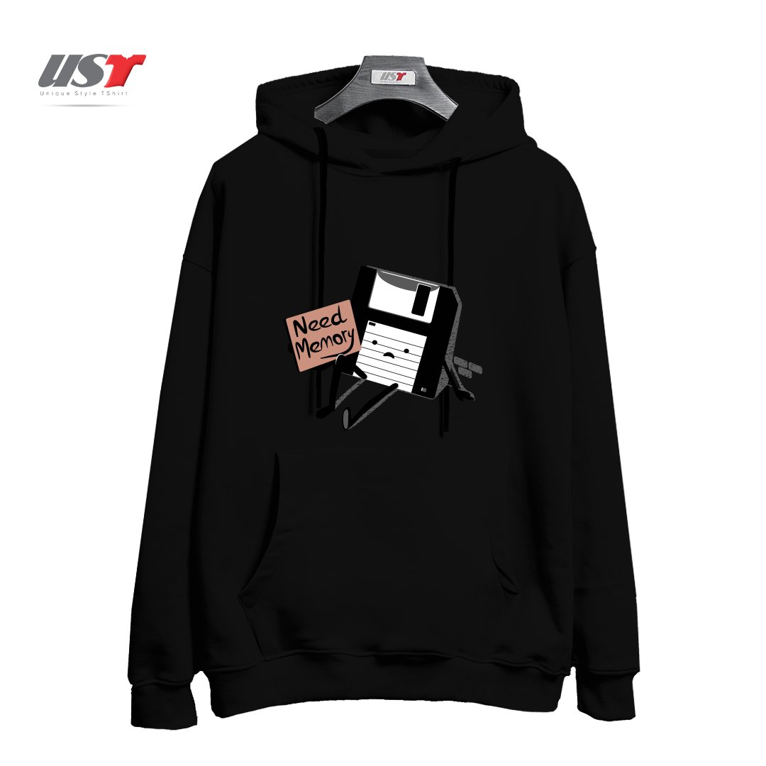 طرح NEED MEMORY هودی اورسایزرنگ مشکی