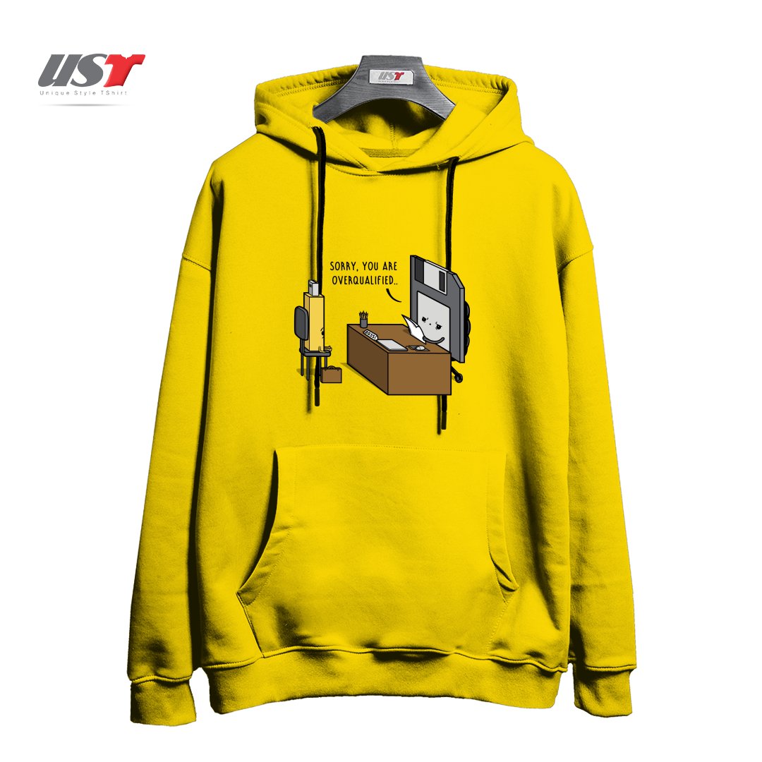 طرح OVERQUALIFIED! هودی اورسایزرنگ زرد