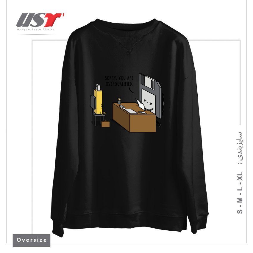 طرح OVERQUALIFIED! سوییشرت اورسایزرنگ مشکی
