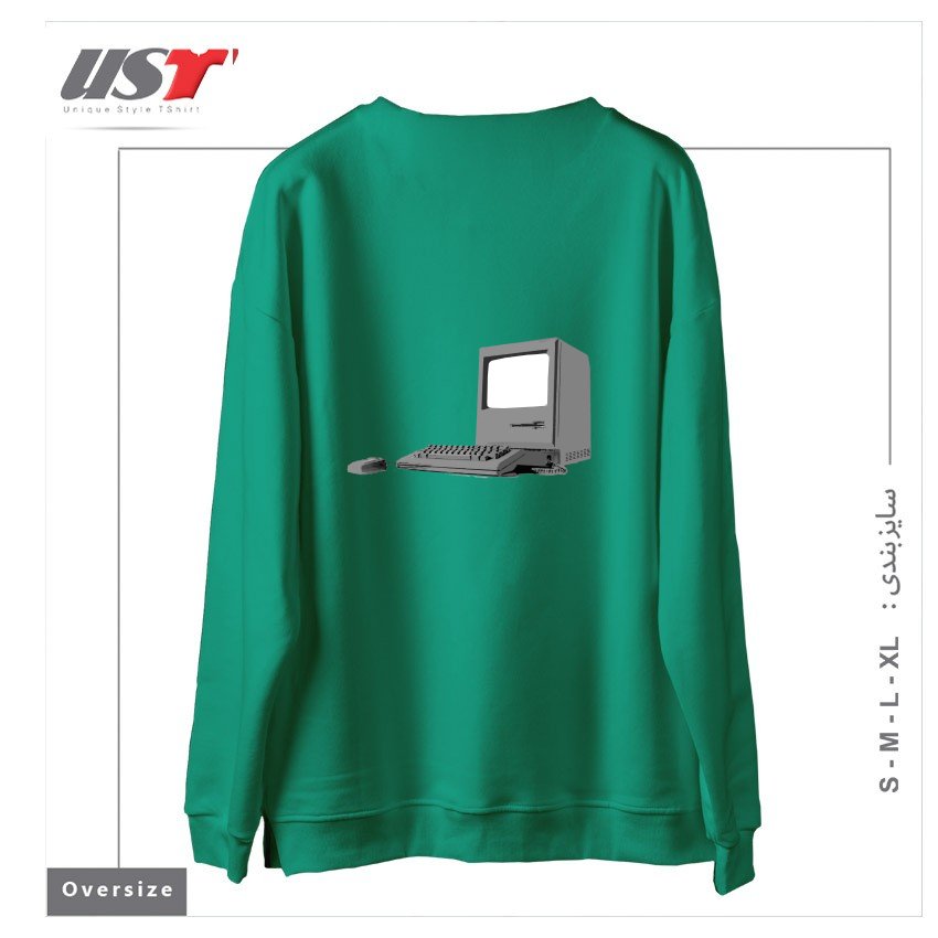 طرح WHERE IT ALL BEGAN سوییشرت اورسایزرنگ سبز سدری