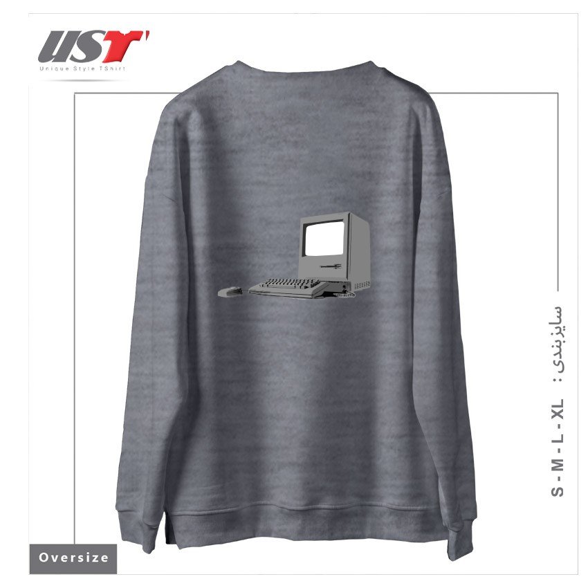 طرح WHERE IT ALL BEGAN سوییشرت اورسایزرنگ طوسی ملانژ