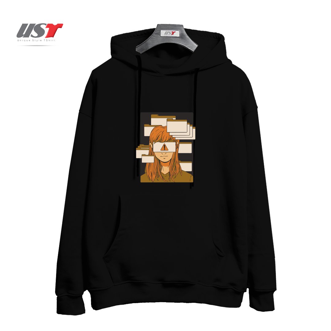 هودی اورسایز طرح WOMAN WITH COMPUTER TABS  ADHD