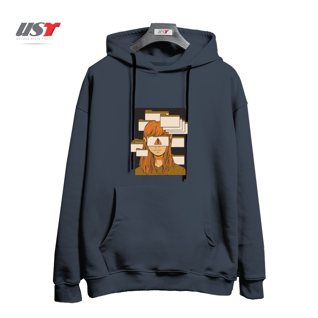 هودی اورسایز طرح WOMAN WITH COMPUTER TABS  ADHD