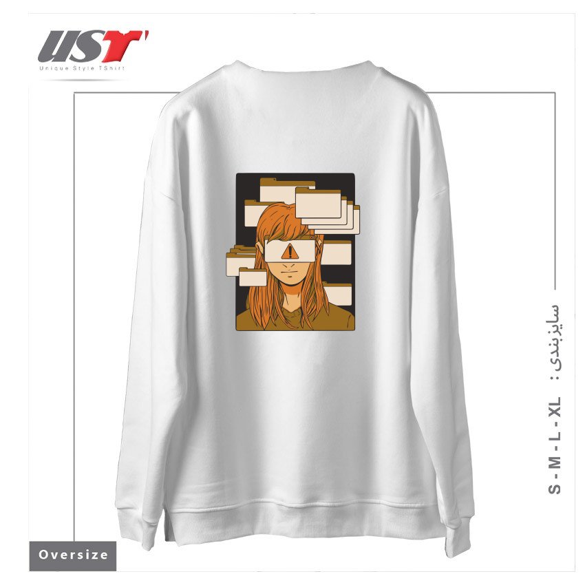 طرح WOMAN WITH COMPUTER TABS  ADHD سوییشرت اورسایزرنگ سفید
