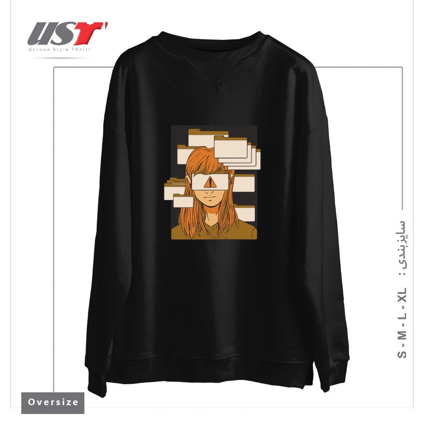 سوییشرت اورسایز طرح WOMAN WITH COMPUTER TABS  ADHD