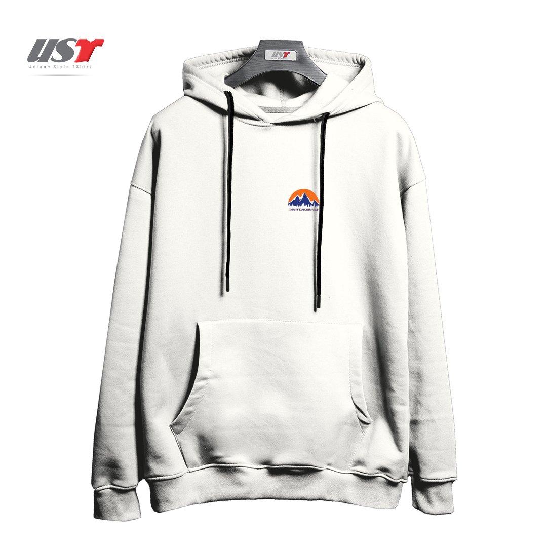 طرح 90S MOUNTAINEERING هودی اورسایزرنگ سفید
