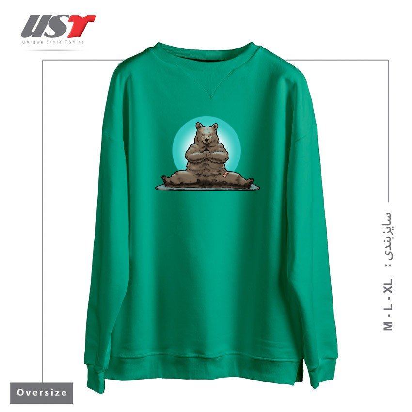 سوییشرت اورسایز طرح YOGA BEAR BROWN