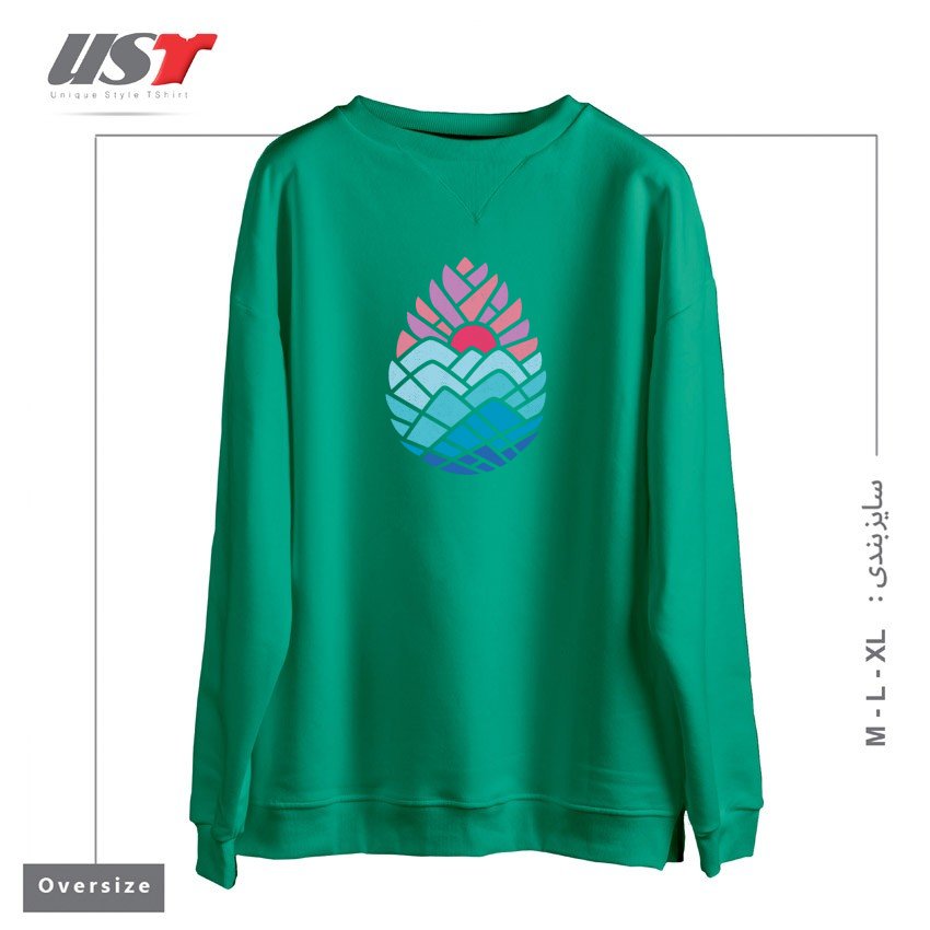 طرح ALPINE سوییشرت اورسایزرنگ سبز سدری