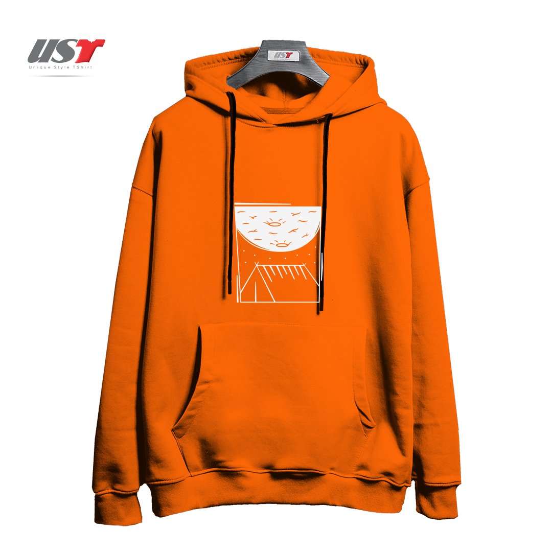 طرح CAMPING MOON هودی اورسایزرنگ نارنجی